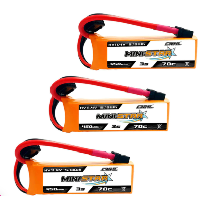 3 Packs CNHL LiHV MiniStar 450mAh 11.4V 3S 70C Lipo Battery With XT30U