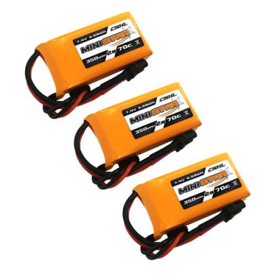 3 Packs CNHL MiniStar 350mAh 7.4V 2S 70C Lipo Battery with XT30U