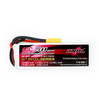 CNHL 5000mAh 22.2V 6S 40C Lipo Battery XT90 Plug 