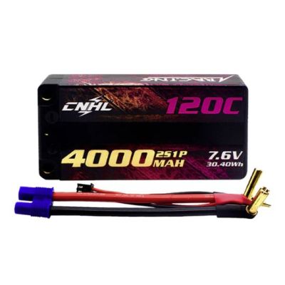 CNHL Racing Series LiHV 4000mAh 7.6V 2S 120C HV Shorty Hard Case Lipo Battery with EC3 Plug