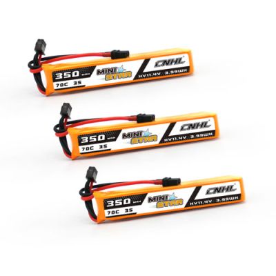 3Packs CNHL MiniStar HV 350mAh 11.4V 3S 70C Lipo Battery