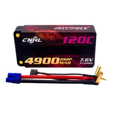 CNHL Racing Series LiHV 4900mAh 7.6V 2S2P 120C HV Shorty Hard Case Lipo Battery with EC3 Plug